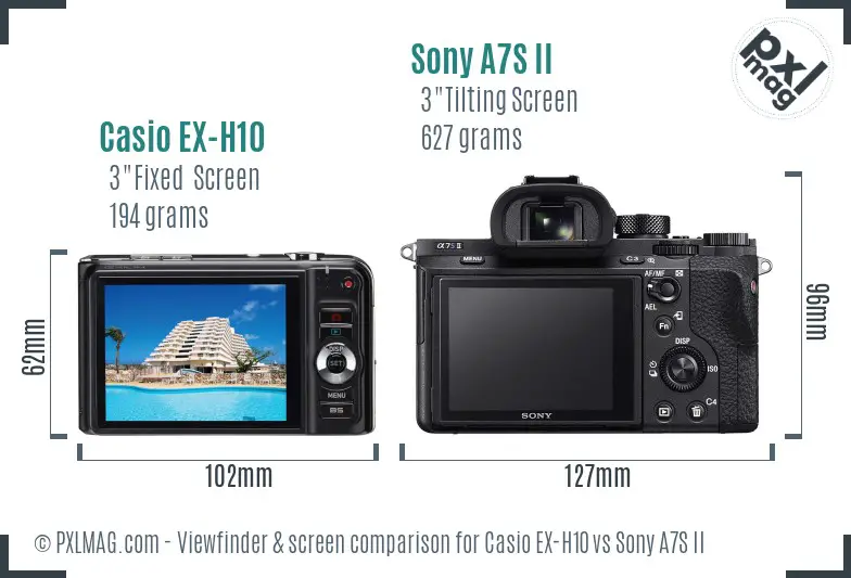 Casio EX-H10 vs Sony A7S II Screen and Viewfinder comparison