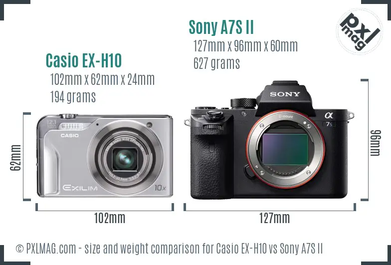 Casio EX-H10 vs Sony A7S II size comparison