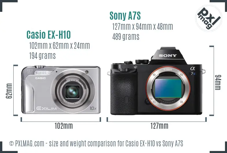 Casio EX-H10 vs Sony A7S size comparison