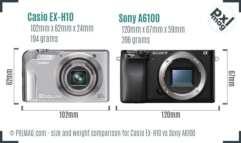 Casio EX-H10 vs Sony A6100 size comparison