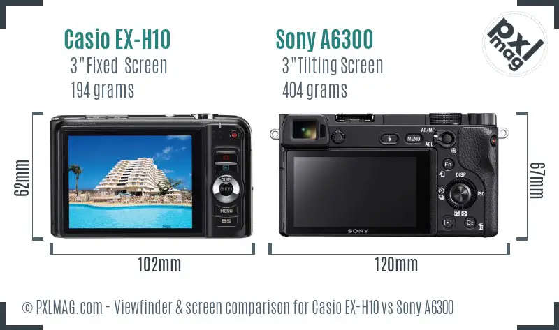 Casio EX-H10 vs Sony A6300 Screen and Viewfinder comparison Casio EX-H10 vs Sony A6300 Screen and Viewfinder comparison