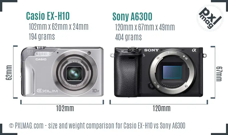 Casio EX-H10 vs Sony A6300 size comparison Casio EX-H10 vs Sony A6300 size comparison