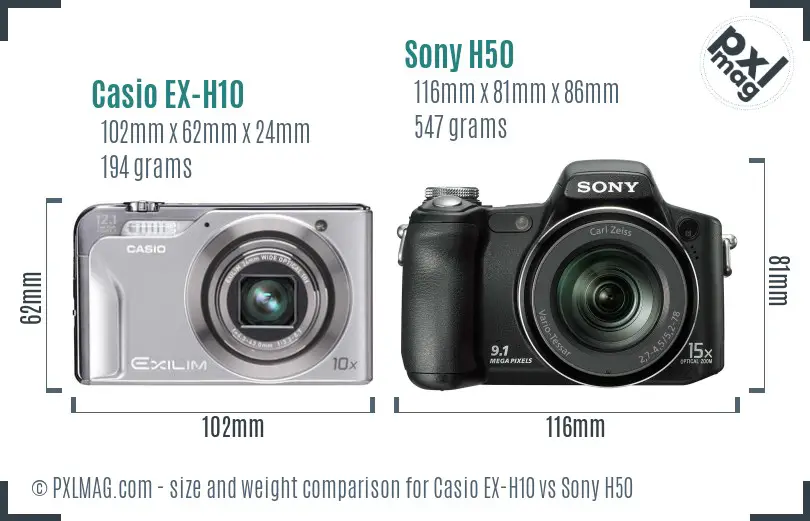 Casio EX-H10 vs Sony H50 size comparison Casio EX-H10 vs Sony H50 size comparison