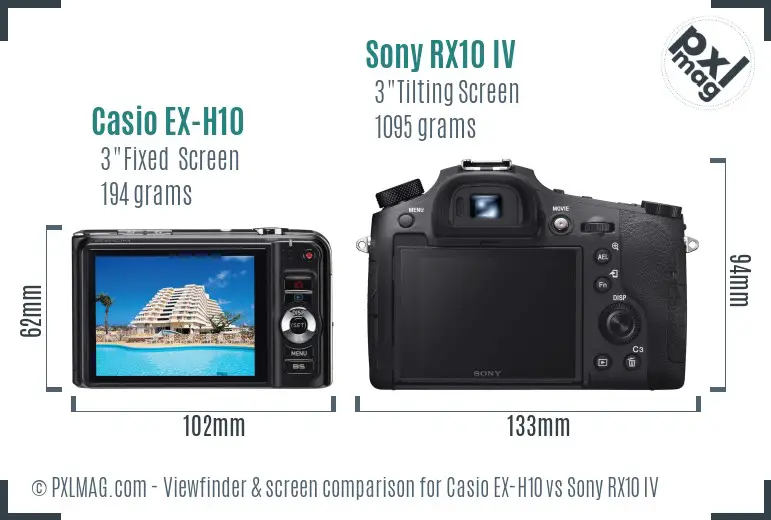Casio EX-H10 vs Sony RX10 IV Screen and Viewfinder comparison Casio EX-H10 vs Sony RX10 IV Screen and Viewfinder comparison