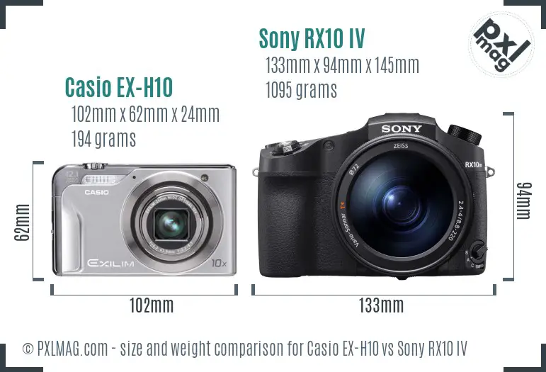 Casio EX-H10 vs Sony RX10 IV size comparison Casio EX-H10 vs Sony RX10 IV size comparison