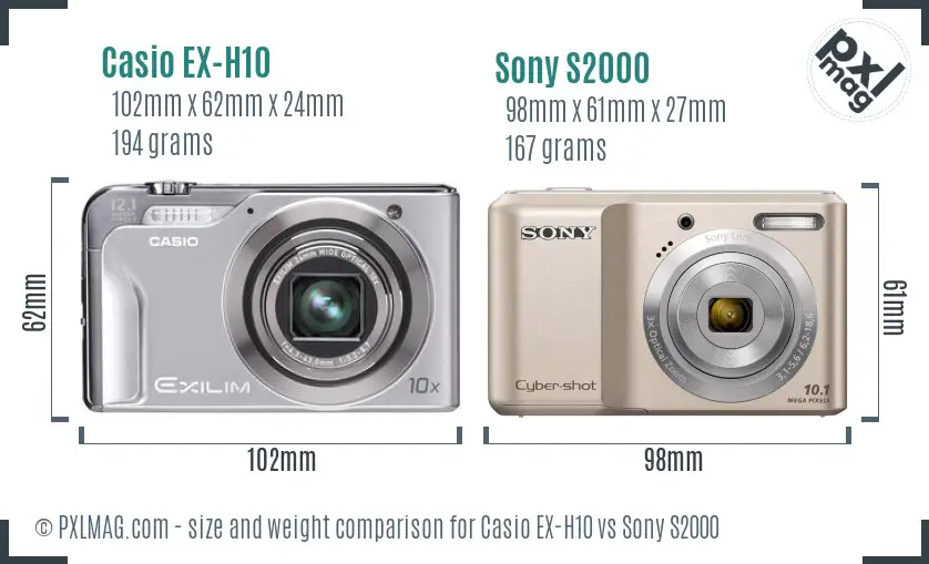 Casio EX-H10 vs Sony S2000 size comparison