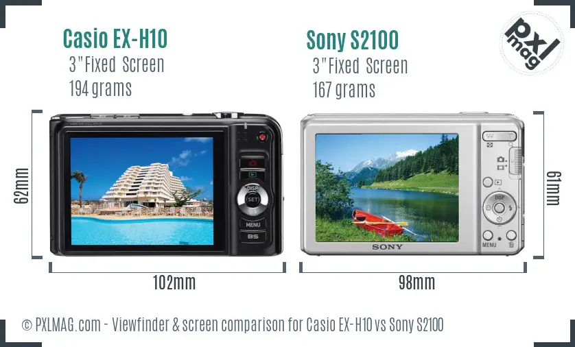 Casio EX-H10 vs Sony S2100 Screen and Viewfinder comparison Casio EX-H10 vs Sony S2100 Screen and Viewfinder comparison