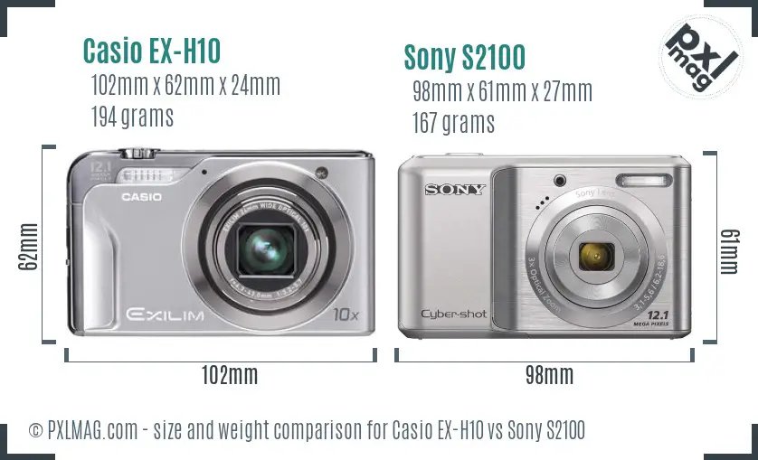Casio EX-H10 vs Sony S2100 size comparison Casio EX-H10 vs Sony S2100 size comparison