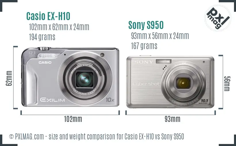 Casio EX-H10 vs Sony S950 size comparison