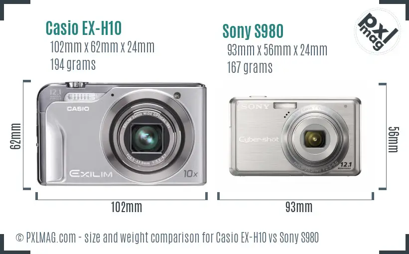 Casio EX-H10 vs Sony S980 size comparison