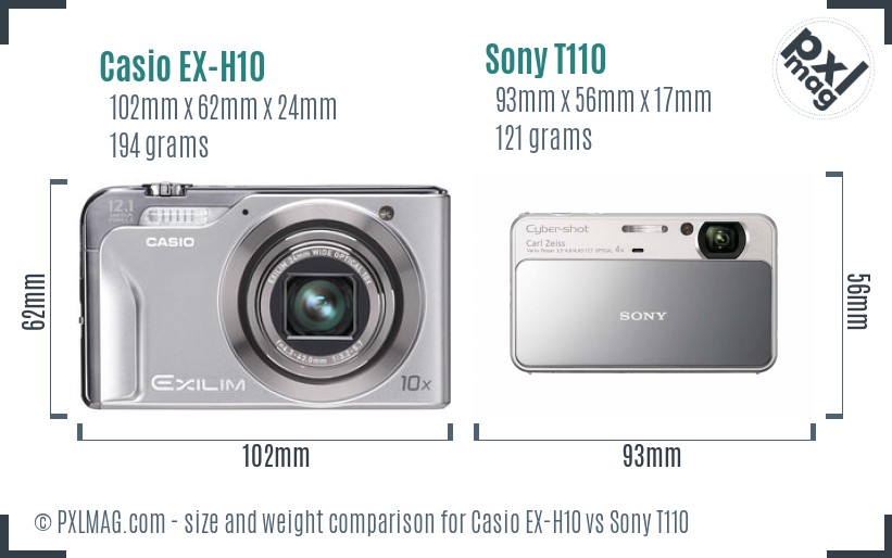 Casio EX-H10 vs Sony T110 size comparison Casio EX-H10 vs Sony T110 size comparison