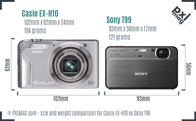 Casio EX-H10 vs Sony T99 size comparison Casio EX-H10 vs Sony T99 size comparison