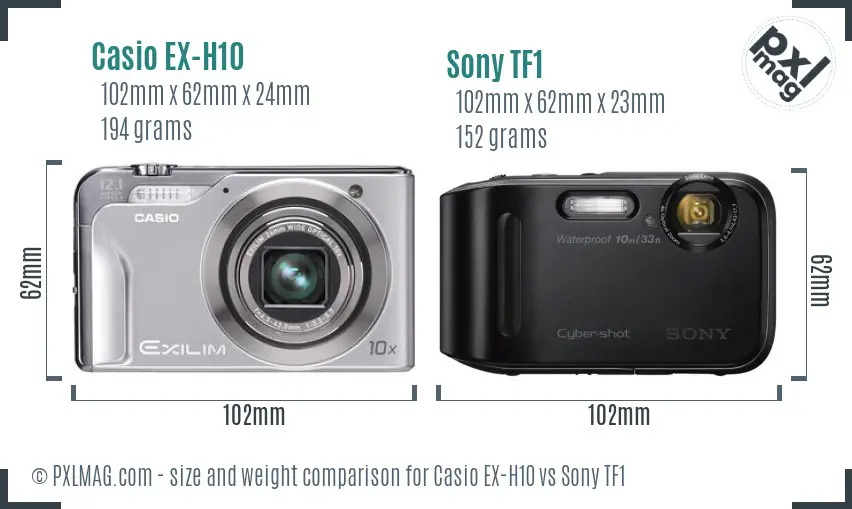 Casio EX-H10 vs Sony TF1 size comparison