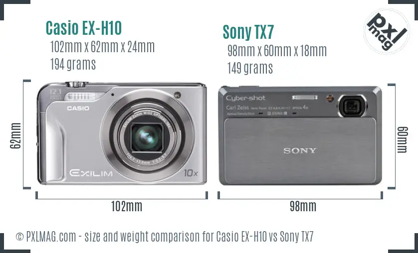 Casio EX-H10 vs Sony TX7 size comparison Casio EX-H10 vs Sony TX7 size comparison