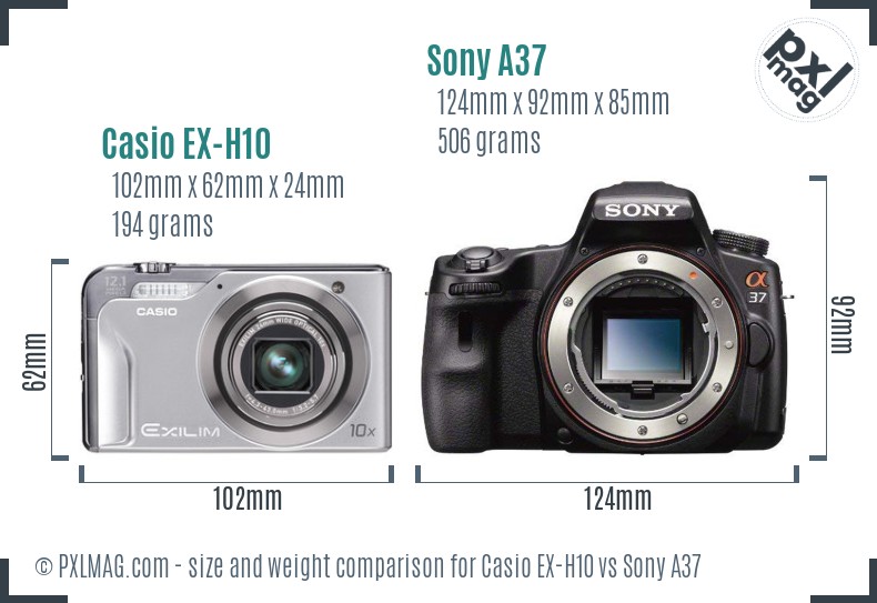 Casio EX-H10 vs Sony A37 size comparison Casio EX-H10 vs Sony A37 size comparison