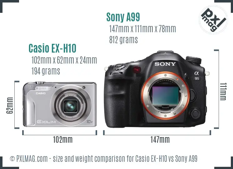 Casio EX-H10 vs Sony A99 size comparison Casio EX-H10 vs Sony A99 size comparison