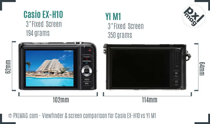 Casio EX-H10 vs YI M1 Screen and Viewfinder comparison