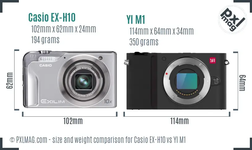 Casio EX-H10 vs YI M1 size comparison