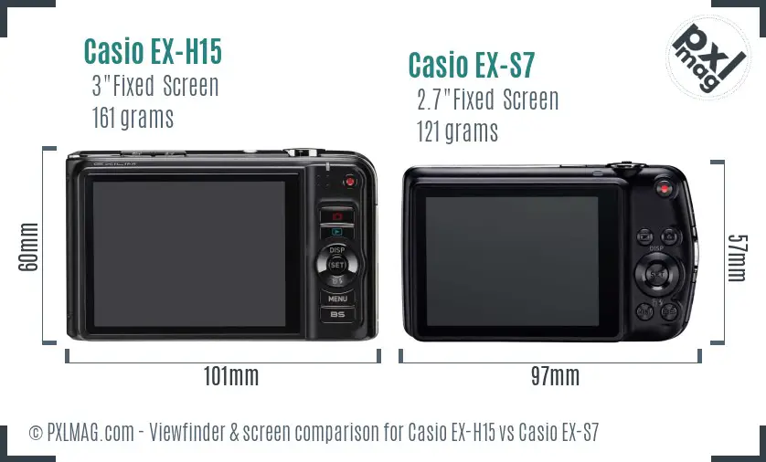 Casio EX-H15 vs Casio EX-S7 Screen and Viewfinder comparison