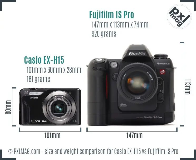 Casio EX-H15 vs Fujifilm IS Pro size comparison