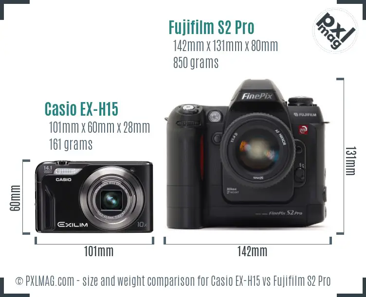 Casio EX-H15 vs Fujifilm S2 Pro size comparison
