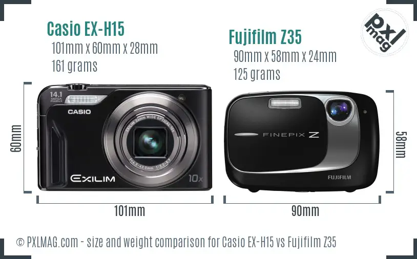 Casio EX-H15 vs Fujifilm Z35 size comparison Casio EX-H15 vs Fujifilm Z35 size comparison