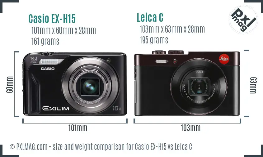 Casio EX-H15 vs Leica C size comparison