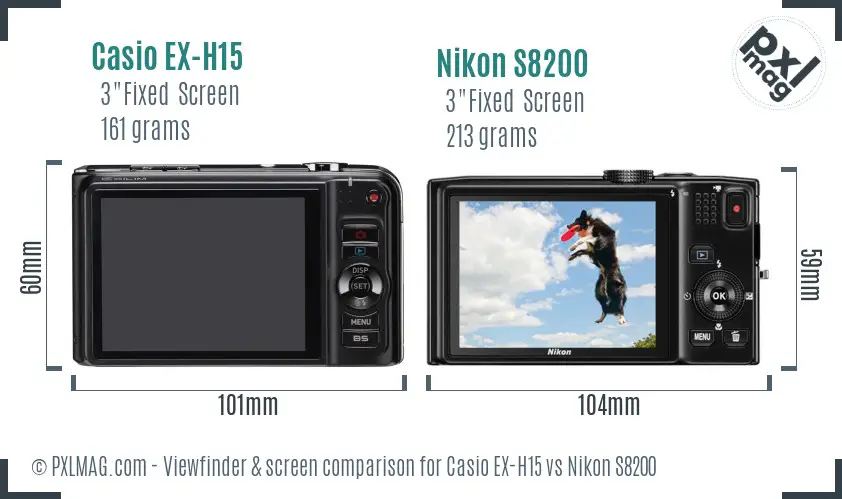 Casio EX-H15 vs Nikon S8200 Screen and Viewfinder comparison Casio EX-H15 vs Nikon S8200 Screen and Viewfinder comparison