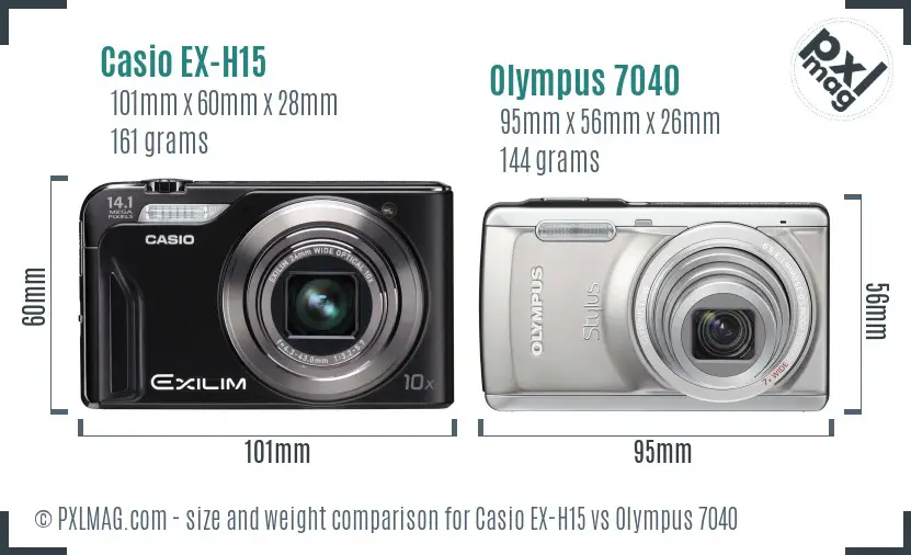 Casio EX-H15 vs Olympus 7040 size comparison Casio EX-H15 vs Olympus 7040 size comparison