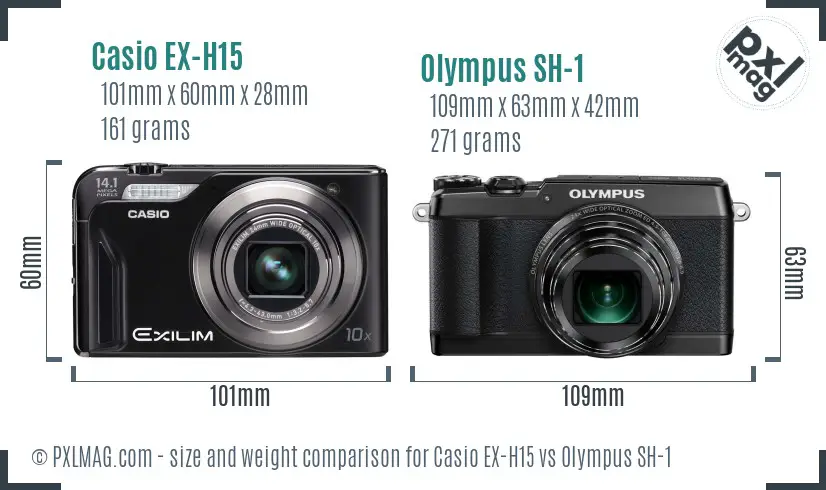 Casio EX-H15 vs Olympus SH-1 size comparison