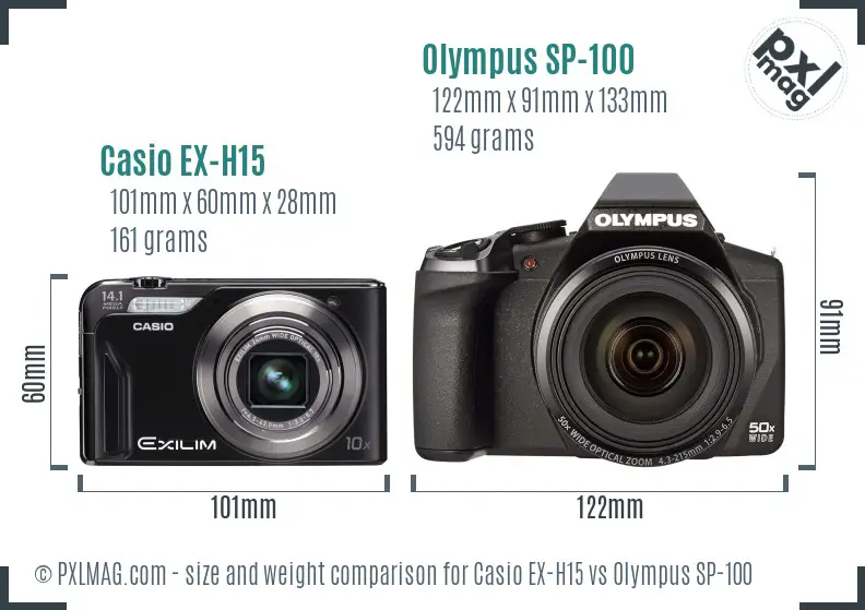 Casio EX-H15 vs Olympus SP-100 size comparison