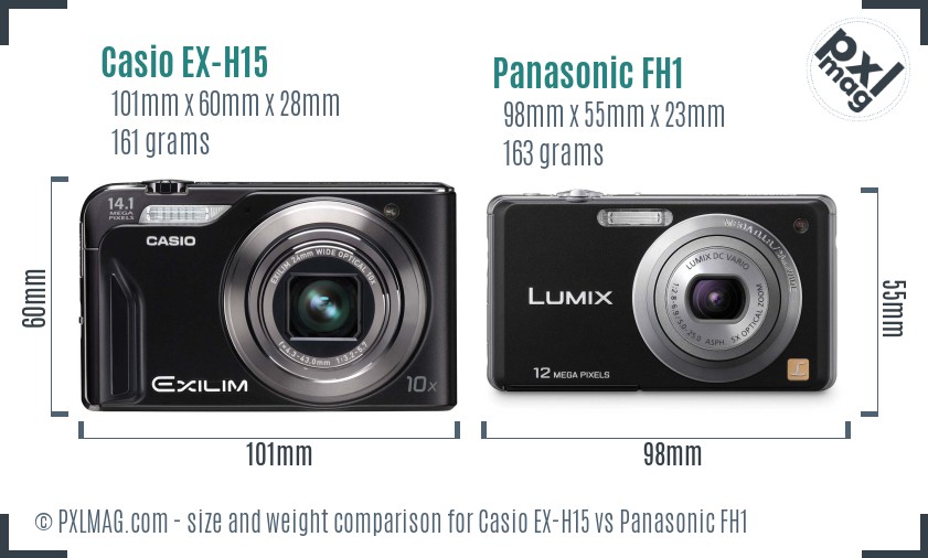Casio EX-H15 vs Panasonic FH1 size comparison Casio EX-H15 vs Panasonic FH1 size comparison