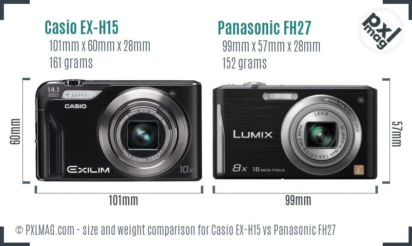 Casio EX-H15 vs Panasonic FH27 size comparison Casio EX-H15 vs Panasonic FH27 size comparison