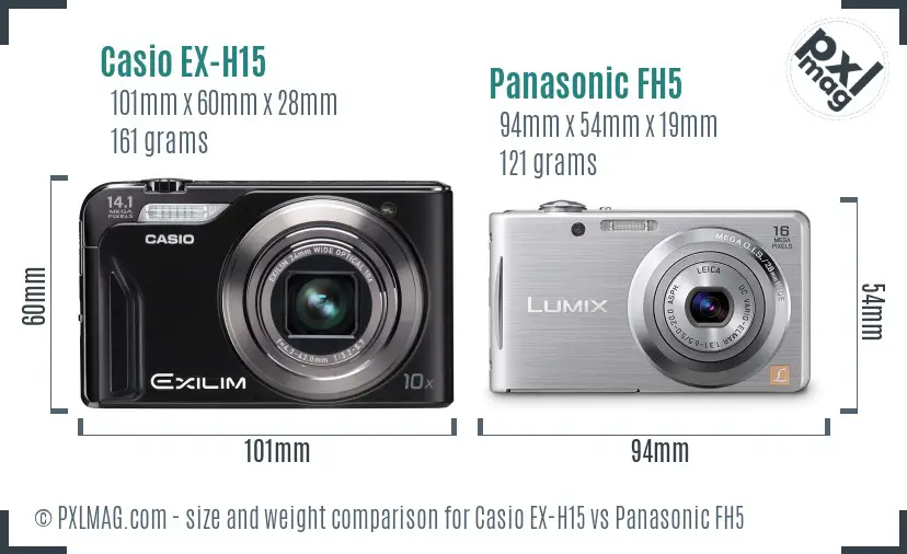 Casio EX-H15 vs Panasonic FH5 size comparison Casio EX-H15 vs Panasonic FH5 size comparison