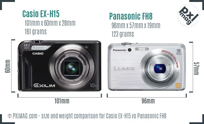 Casio EX-H15 vs Panasonic FH8 size comparison Casio EX-H15 vs Panasonic FH8 size comparison