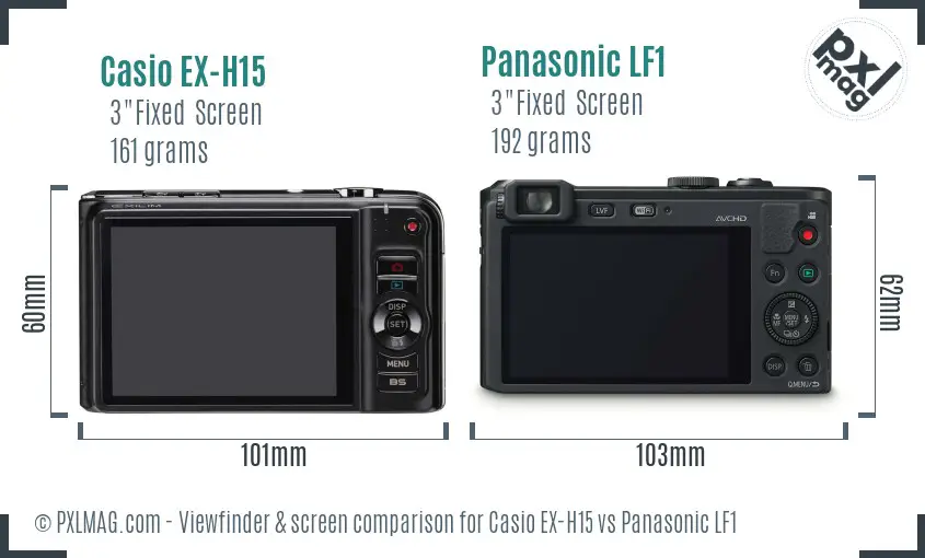 Casio EX-H15 vs Panasonic LF1 Screen and Viewfinder comparison