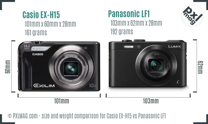 Casio EX-H15 vs Panasonic LF1 size comparison