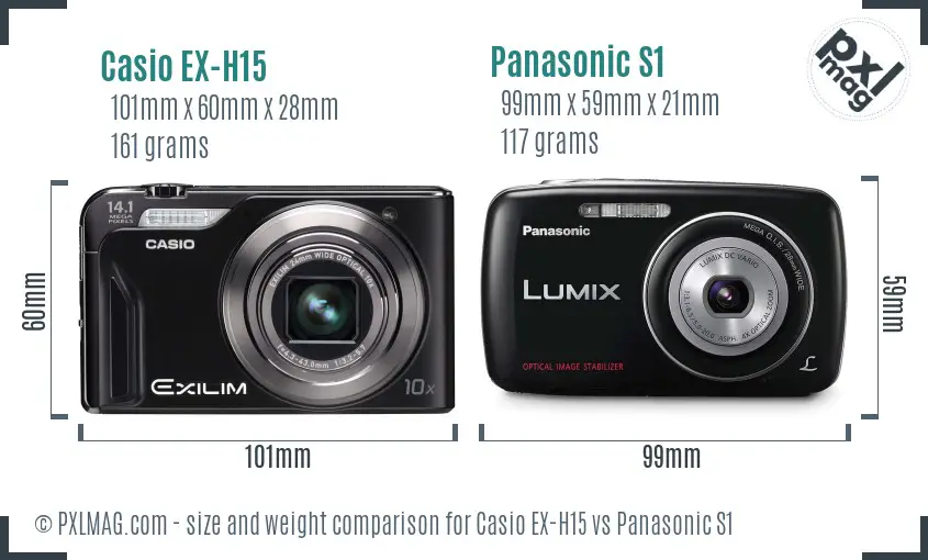Casio EX-H15 vs Panasonic S1 size comparison