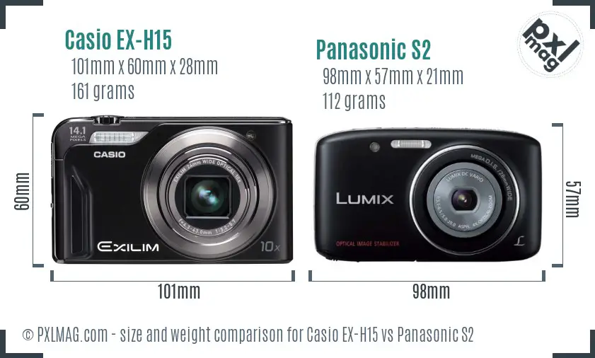 Casio EX-H15 vs Panasonic S2 size comparison