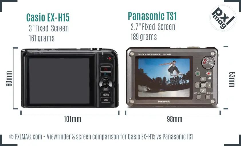 Casio EX-H15 vs Panasonic TS1 Screen and Viewfinder comparison Casio EX-H15 vs Panasonic TS1 Screen and Viewfinder comparison