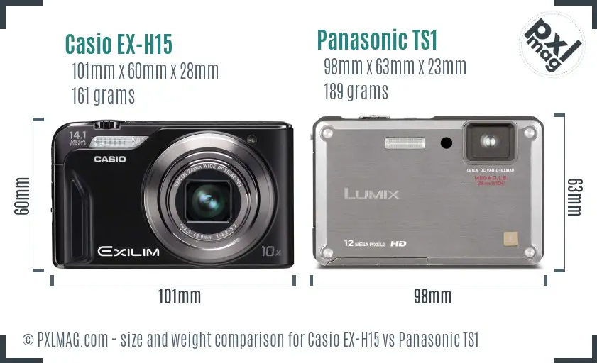 Casio EX-H15 vs Panasonic TS1 size comparison Casio EX-H15 vs Panasonic TS1 size comparison