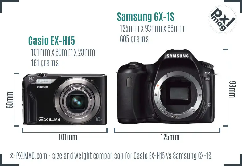 Casio EX-H15 vs Samsung GX-1S size comparison