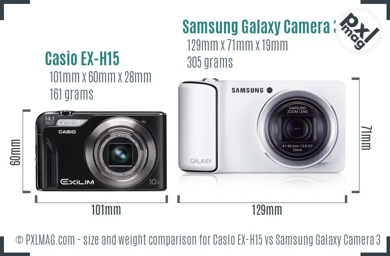 Casio EX-H15 vs Samsung Galaxy Camera 3G size comparison