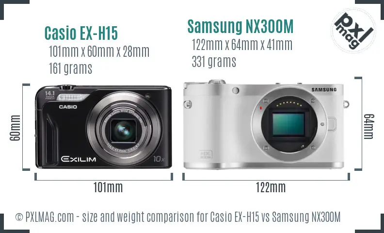 Casio EX-H15 vs Samsung NX300M size comparison