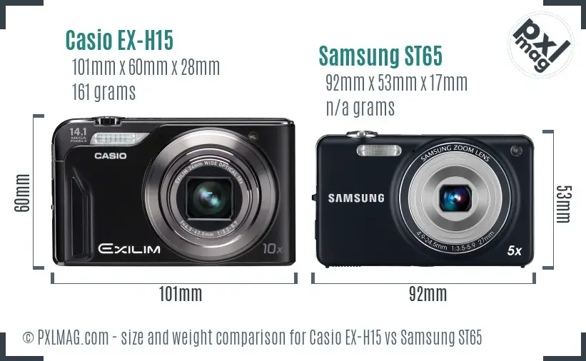 Casio EX-H15 vs Samsung ST65 size comparison