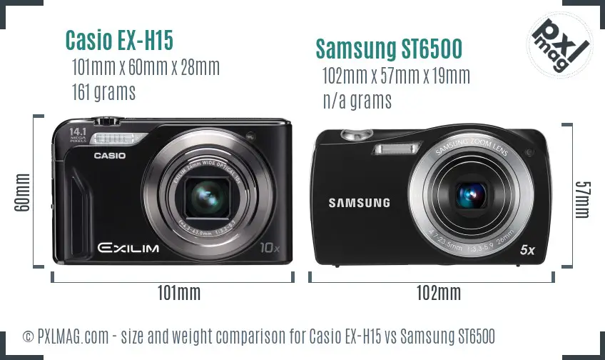 Casio EX-H15 vs Samsung ST6500 size comparison