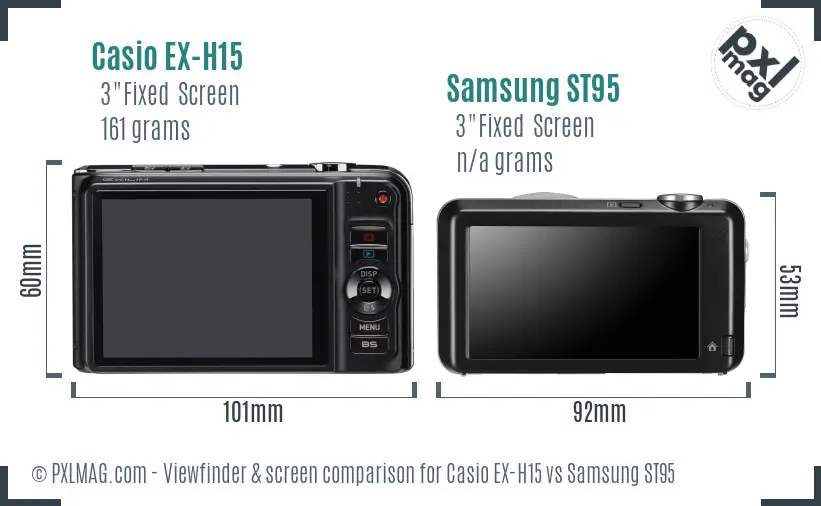 Casio EX-H15 vs Samsung ST95 Screen and Viewfinder comparison
