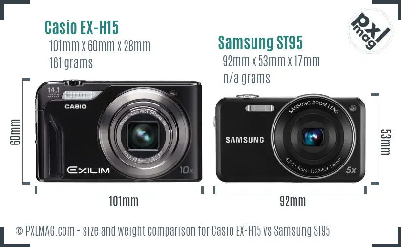 Casio EX-H15 vs Samsung ST95 size comparison