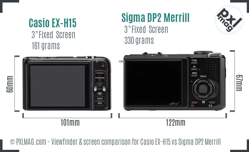Casio EX-H15 vs Sigma DP2 Merrill Screen and Viewfinder comparison