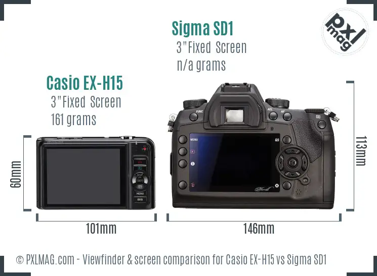 Casio EX-H15 vs Sigma SD1 Screen and Viewfinder comparison